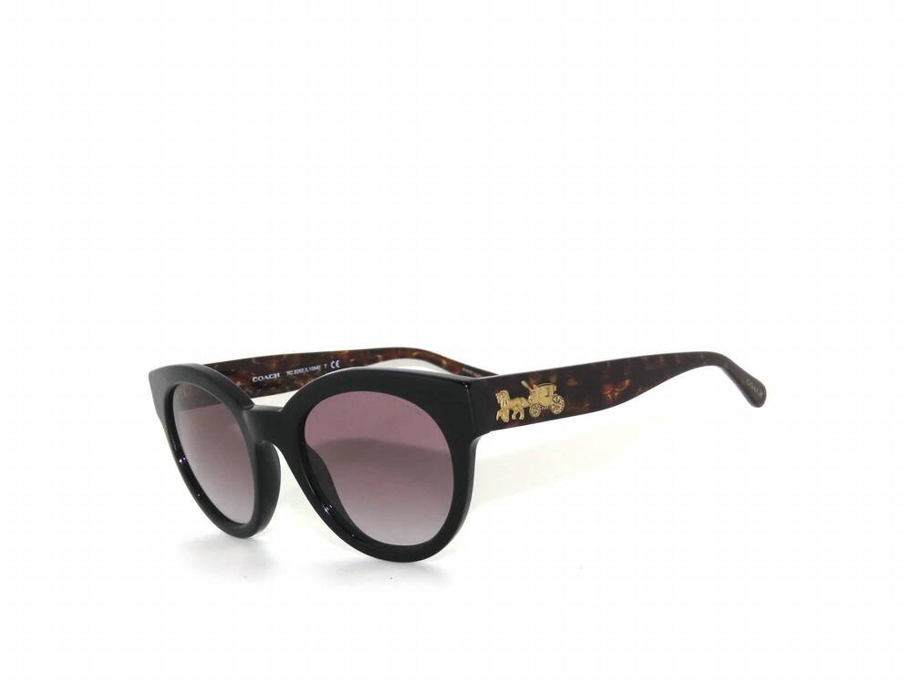 NEW COACH women's round frame sunglasses in black gray gradient